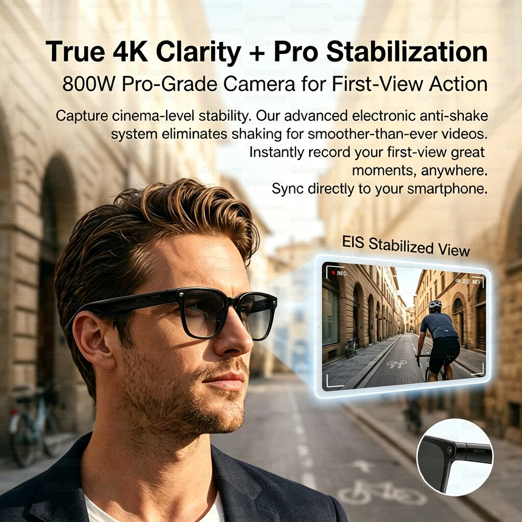 2026 AI 스마트 안경 ChatGPT 800W HD 카메라 4K 비디오 레코더 100+개국어 번역 블루투스 통화 스마트 안경 여행 및 업무용