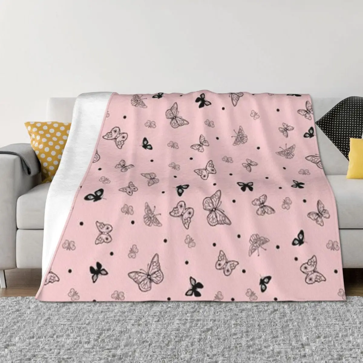 

pinkish with butterfly Throw Blanket Beautifuls Shaggy Soft Big Blankets