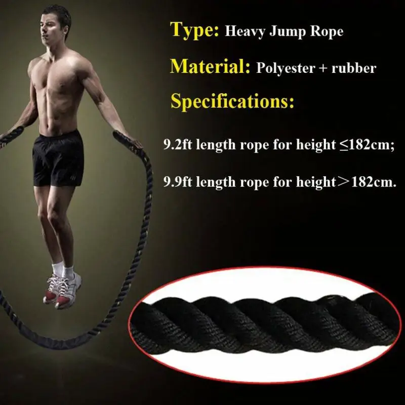 3mx25mm Diameter Fitness Battle Heavy Exercise Training Rope Length Nylon Dacron Workout Rope for Home Gym Outdoor Cardio Sport