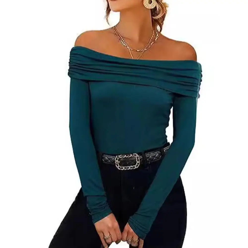 Home Apparel Comfortable Tops M - 82cm Bust Off Shoulder Tops 5 Spandex Blend 95 Polyester Fabric Suitable For All Seasons