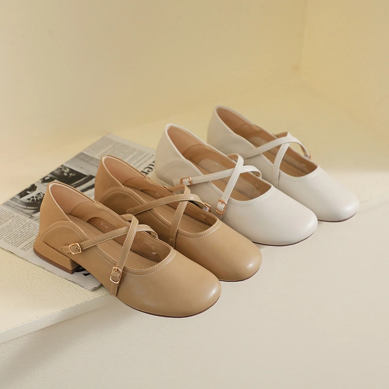 

Women Platform Mary Jane Shoes New French Style Round Toe Japanese Design Chunky Heel Soft Sole Plus Size Elegant Daily Footwear