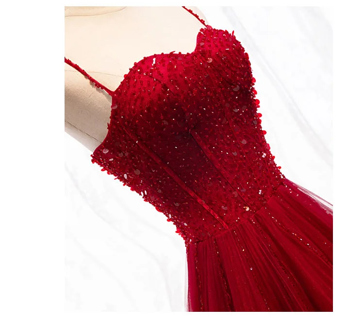 

Red Wine Color Evening Gown Women's New 2025 Par Host Performance Slimming Long Dr for Year-End Celebration Birthday Par