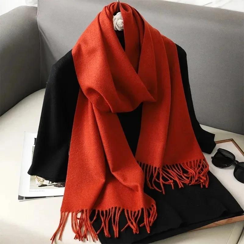 62 farbe Solide Frauen Winter Schal Warm Verdicken Kaschmir Schal Outdoor-Mode Luxus Quasten Pashmina Dame Wrap Winddicht Schals – Detail 9