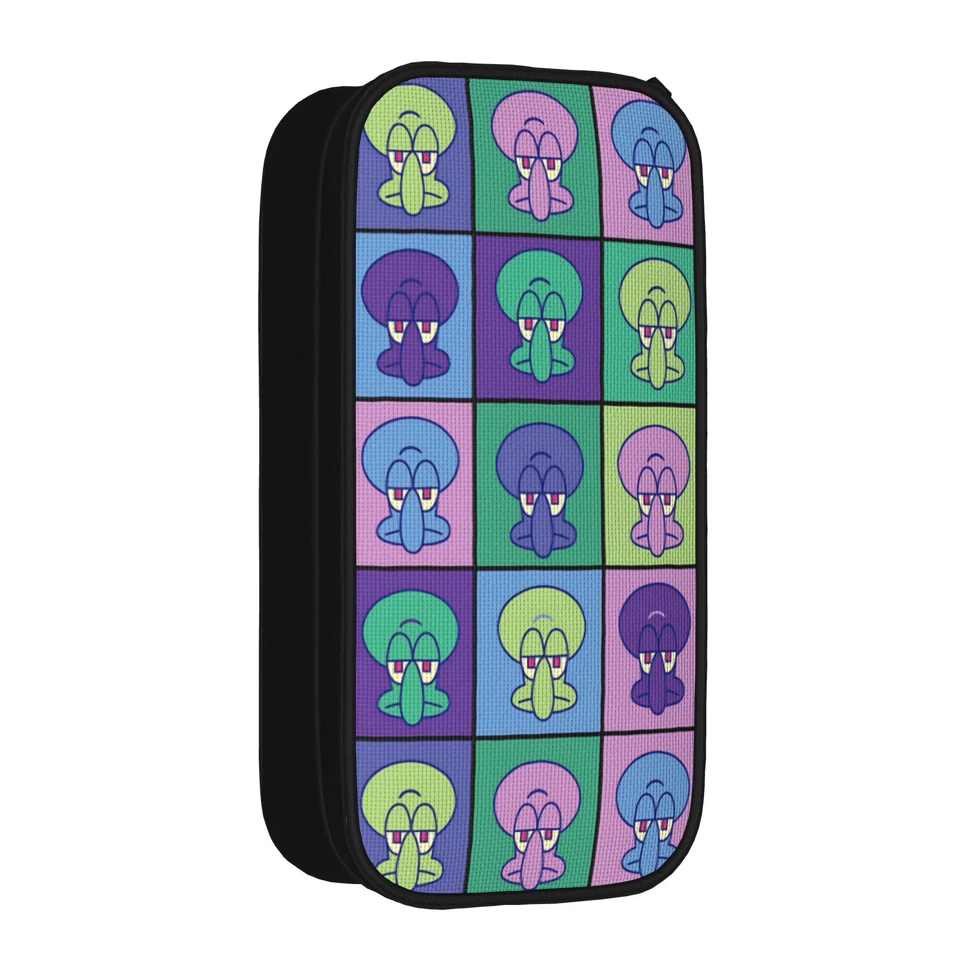 S-Spongebobs Pencil Case Character School Pencil Cases Double Layer Child Kawaii Portable Pencil Pouch School Supplies
