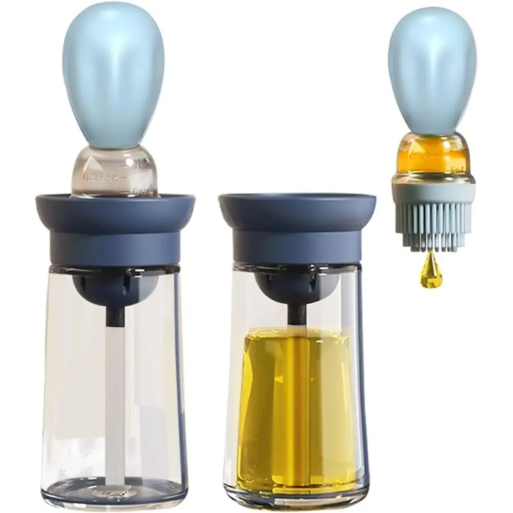 

Набор из 2 стеклянных диспенсеров для оливкового масла с кисточками для смазывания, объем 180 мл, синий цвет