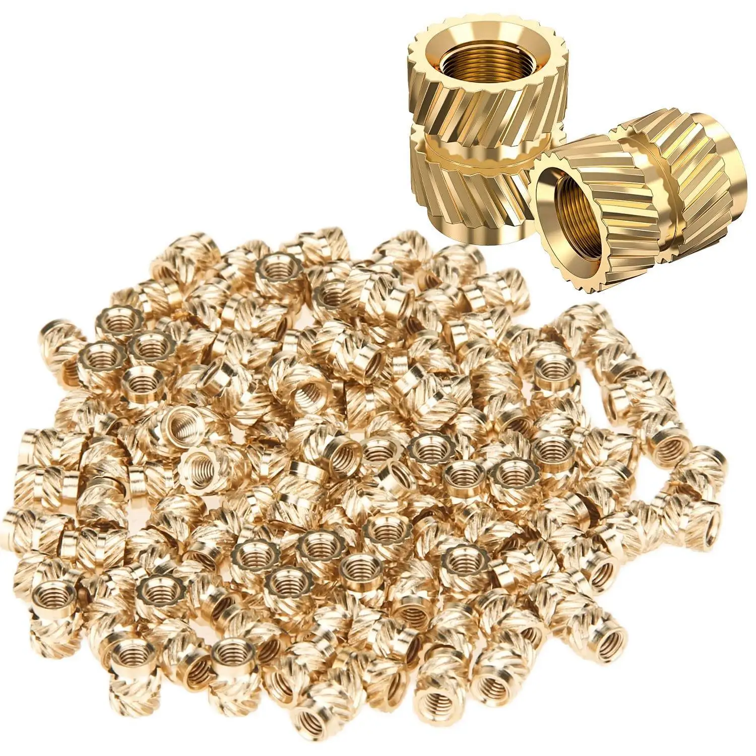 120Pcs M3X5.7-OD4.6 Thread Knurled Brass Threaded Heat Set Heat Insert Embedment Nut for 3D Printer