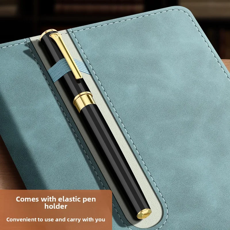 Customized Skin-feel Leather Notebook with Built-in Pen Plug Cross-border Hot Procurement Simple Business Office Notebook