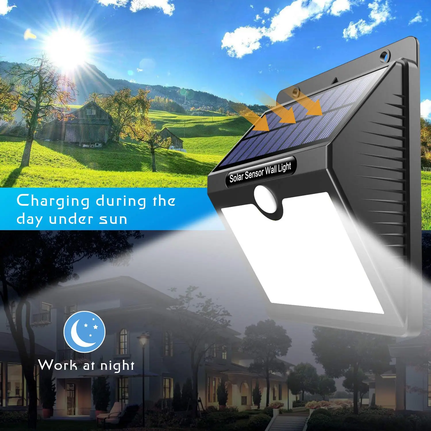 9W 900LM Wall Light With Sensor Wireless Solar Lamp 146LED Solar Charging Light On Wall Modern LED