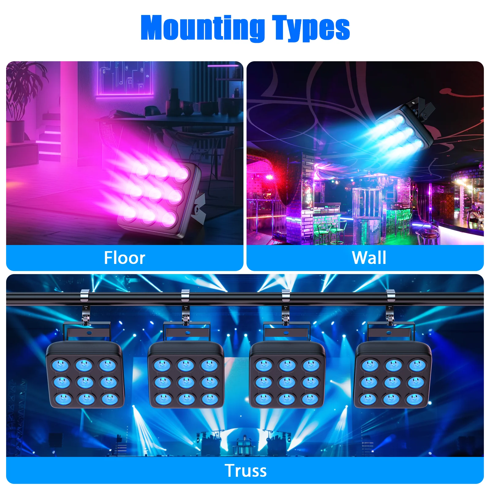 

4PCS RGBW 9LED Par Light DMX Remote Control Stage Effect Lighting Projector for Party Concert Wedding Theater Live Show Bar Club