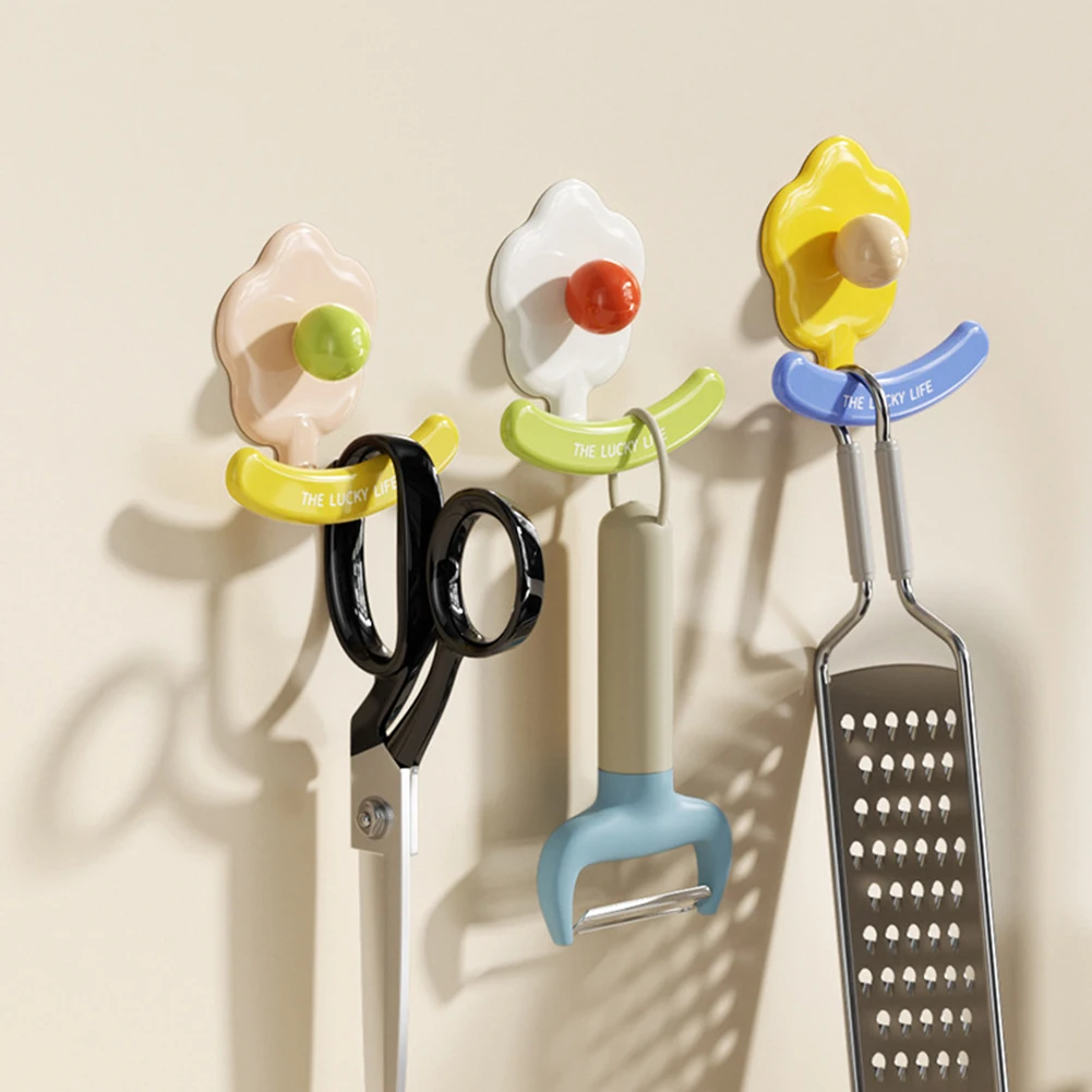 Self Adhesive Hooks for Bathroom Kitchen Sturdy Flower Wall Hooks No-Drill Clothes Hanging Hooks
