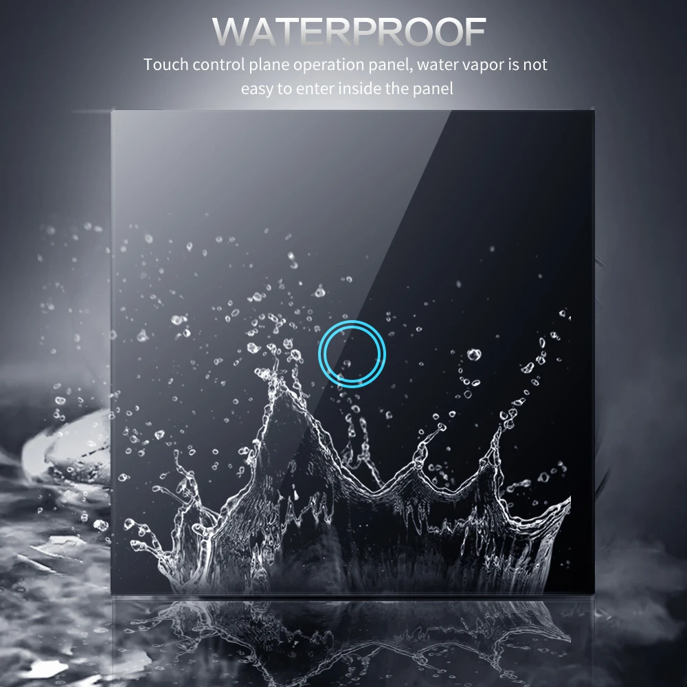 Touch Switch Sensor Switches Light  Wall Led 1 Way 110v 220v 220 V Lamp Button on Off Controller Waterproof Tempered Glass Panel