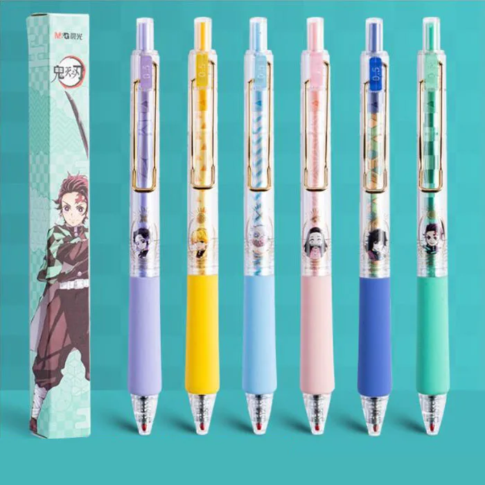 

24 pcs/lot Kawaii Demon Slayer Clip Gel Pen Cute 0.5 mm black Ink Neutral Pens Promotional Gift Office School Supplies