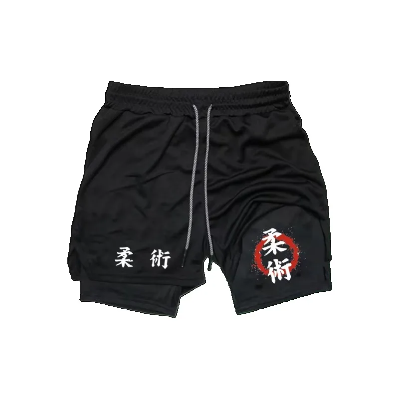 Multifunctional Men's Summer Breathable Dual-purpose Double-layer with Elastic 2-in-1 Compression and Quick Drying Sports Shorts