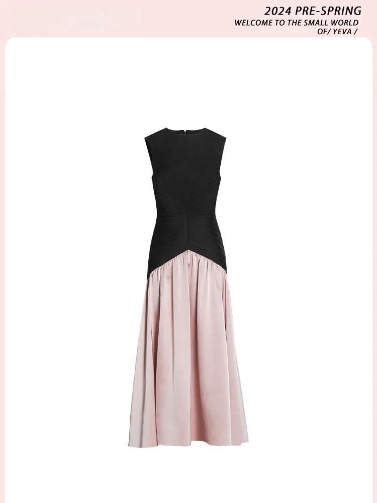 yeva-romantique-sens-artistique-couleur-sang-svel-drape-maxi-dr-ete-trajet-sle-rond-ne-polyester-melange-dr