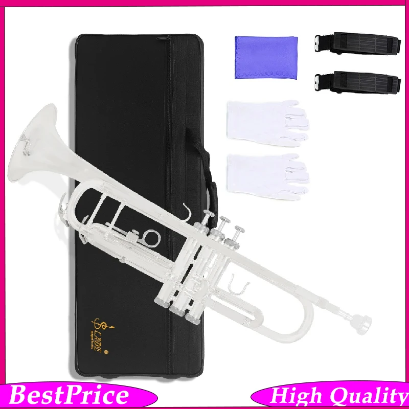 SLADE Bb Trumpet Silver Plated Brass Body Rust Corrosion Resistant Brass Instrument With Accessories For Practice Performance