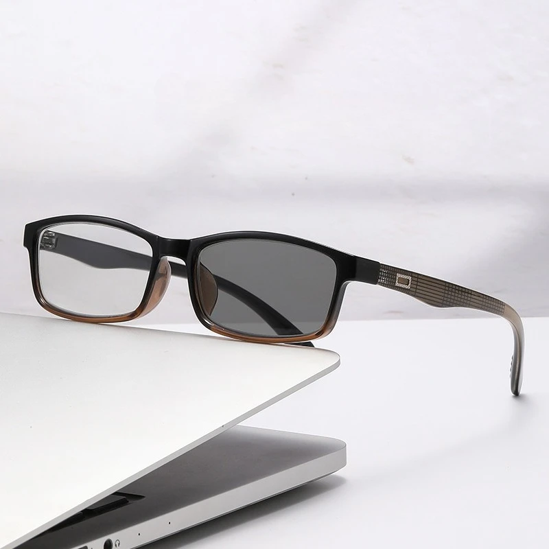 Multi Focal Photochromic Reading Glasses, Fashionable and Versatile, Anti Blue Light Glasses for Both Near and Far Use