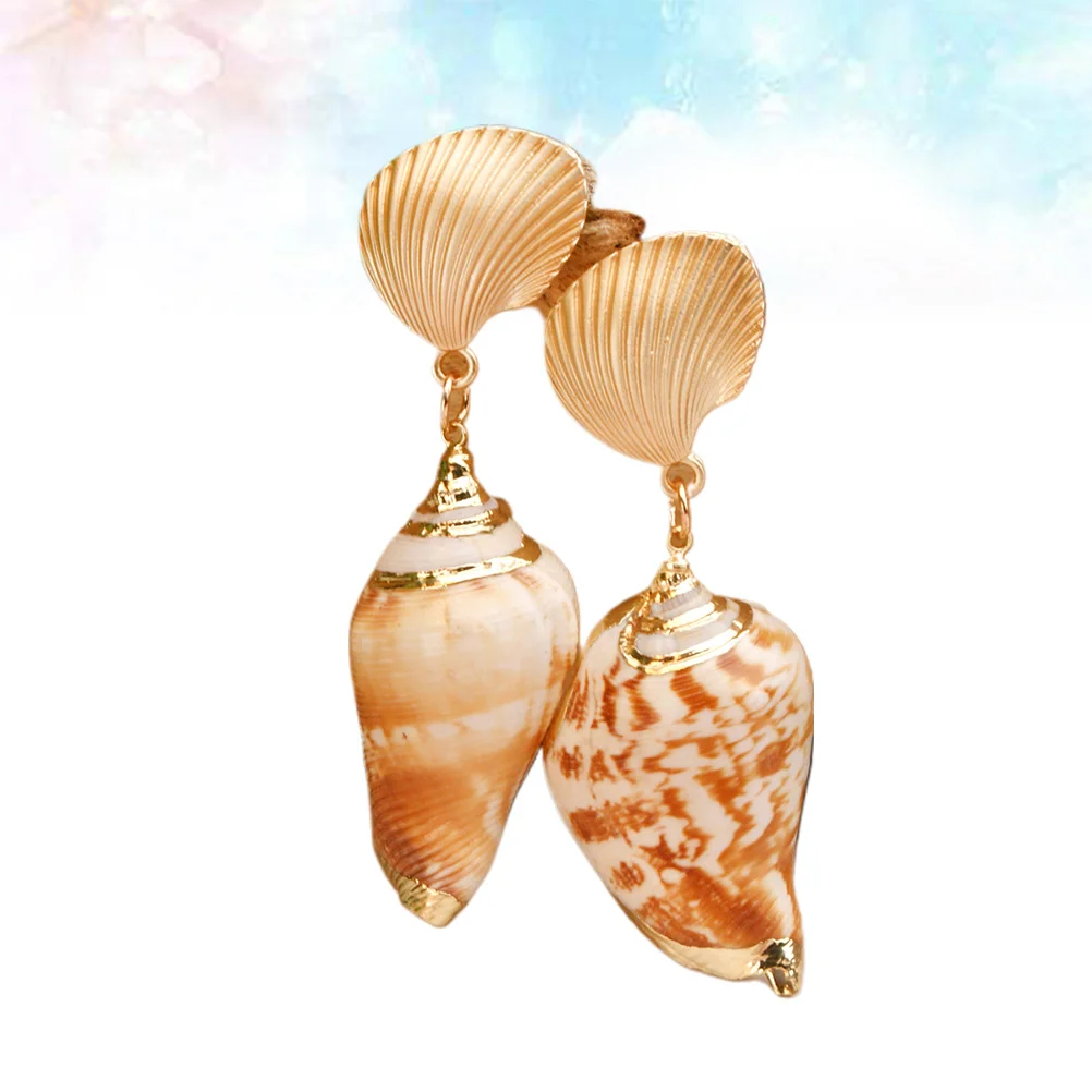 1 زوج Cowrie Dangler قلادة قلادة الأزياء والمجوهرات الأزياء المتدلي شل اللؤلؤ Cowrie أقراط الأقراط