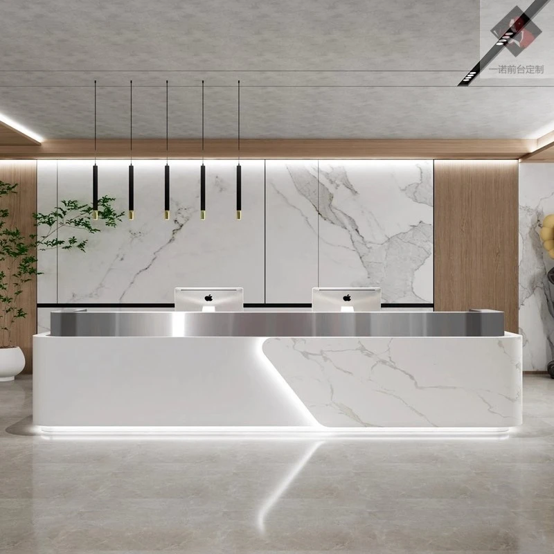 

Современная роскошная стойка регистрации из спеченного камня, скандинавский элитный отель, консультация для предприятий, барная стойка, мебель для офисного зала FYRD