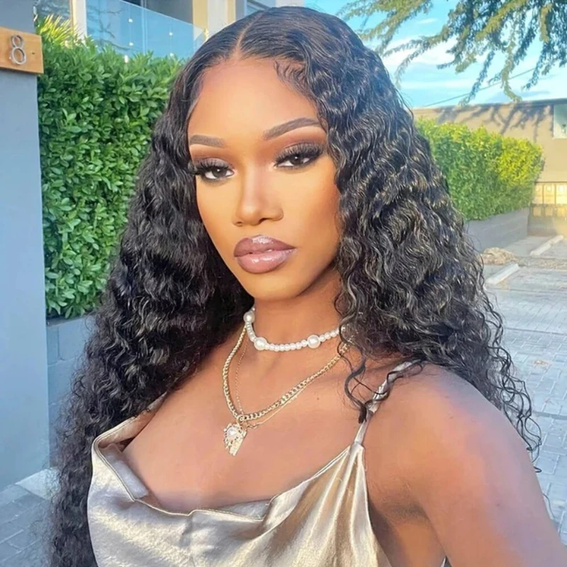 12-22 Inch Deep Wave 13x6 Human Hair Lace Frontal Full End Natural Color Brazilian Virgin Hair Pre-Plucked 150% Density