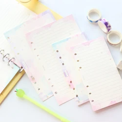 Domikee-papel de aluminio dorado con diseño de estrellas, cuadernos recargables de 6 anillos, hojas interiores, suministros de papelería, A5A6, 40 hojas