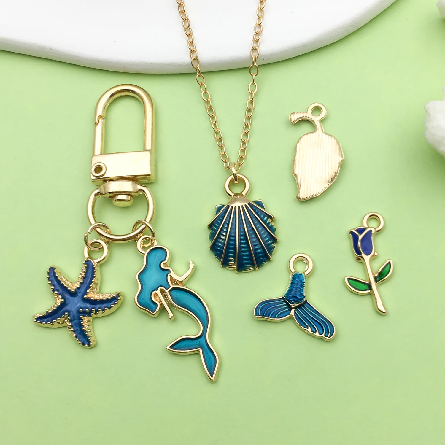 20pcs Dark Blue Enamel Charms Alloy Star, Flowers, Heart Pendants for DIY Bracelet Necklace Jewelry Making Accessories