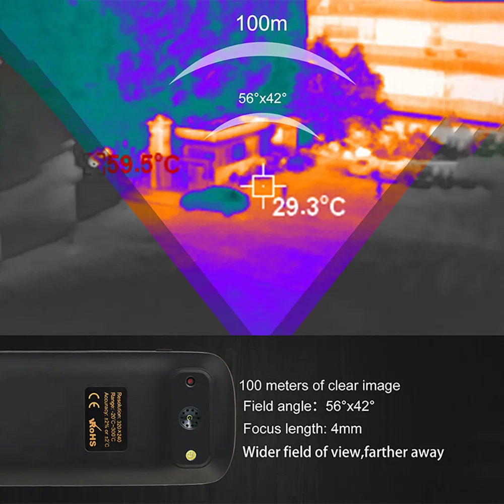 Rilevatore di Display digitale con termocamera IR a infrarossi per telefono cellulare Hti HT-A2 76800 pixel con risoluzione IR 320x240