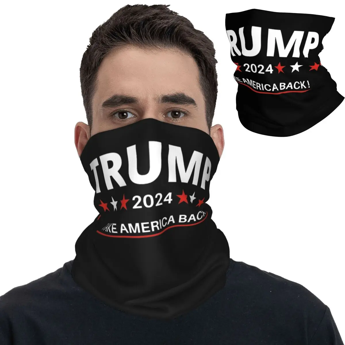 Trump 2024 Take America Back Bandana Neck Cover Printed Balaclavas Wrap Scarf Warm Headband for Men Women Adult Windproof