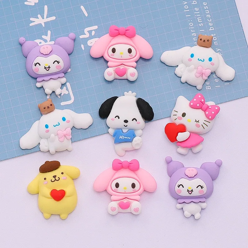 10 Pcs New Kawaii Cartoon Kitten, Puppy, Rabbit Resin Flat Back Scrapbook Figurine DIY Bow Decor Accessories Crafts