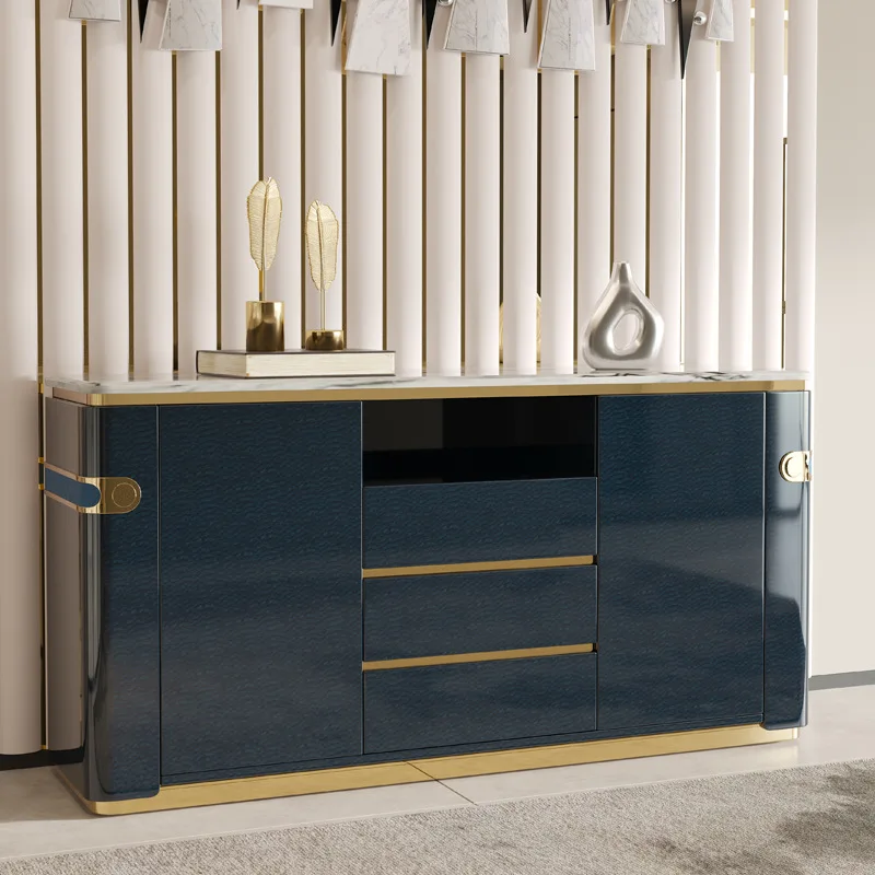 Light luxury sideboard, Hong Kong-style chest of drawers, simple post-modern wine cabinet, metal storage cabinet