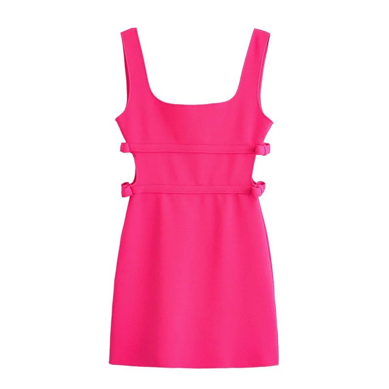 

New 2025 Summer Solid Color Bowknot Decorated Strap Dress 5584196