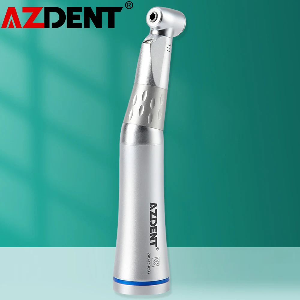 Azdent Dental 1:1 LED Contra Angle Low Speed Handpiece Inner Channel Push Button 1 Port Spray 2.35mm Burs Hanpieces for Dentist