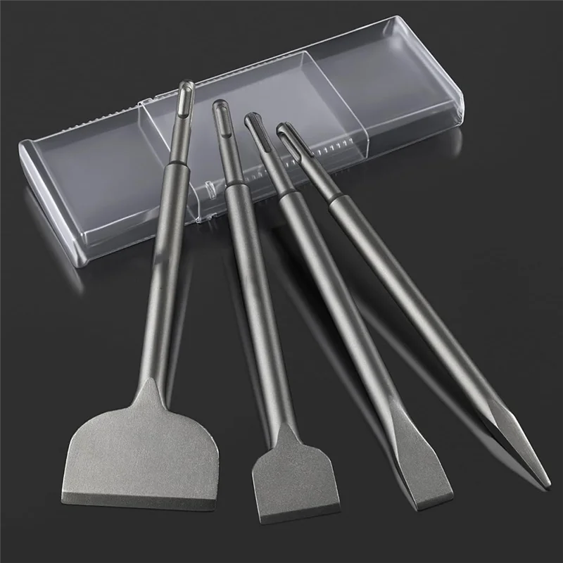 Juego de cinceles AA01-SDS, 4 Uds. Brocas de cincel para extracción de azulejos para accesorios de taladro de martillo rotativo SDS Plus, para astillado de demolición