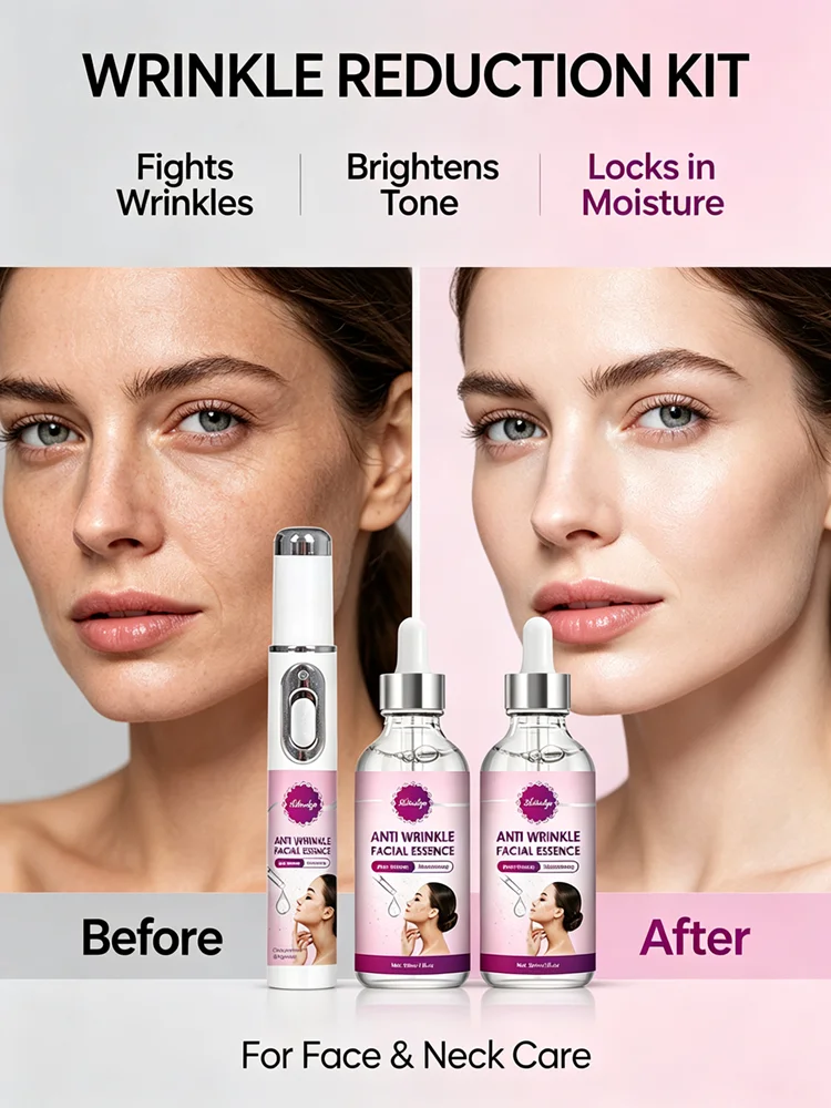 Brand New Facial Serum Set for Daily Face & Neck Care, Smooths Fine Lines, Deep Absorption, Brightens Skin & Anti-Wrinkle