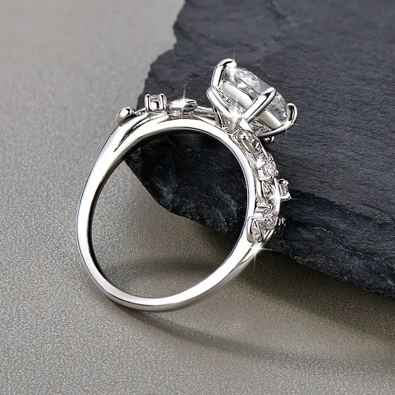 Rrjzz Solitaire 2CT runder Schliff, D-Farbe, VVS1, Moissanit-Verlobungsring, zertifizierter Labor-Imitationsdiamant, Damen-Braut-Ehering – Detail 5