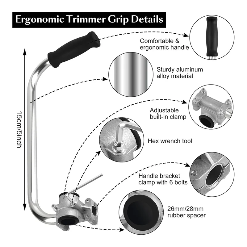 

ABBN-Trimmer Grip With Trimmer Shoulder Harness String Trimmer Handle Lawn Trimmer Handle Grips Weed Eater Handle Extension