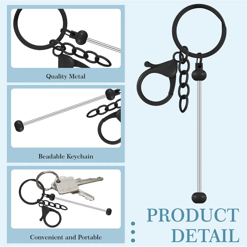 12 قطعة من سلاسل المفاتيح القابلة للخرز، سلسلة مفاتيح معدنية فارغة مطرزة كهدية يدوية