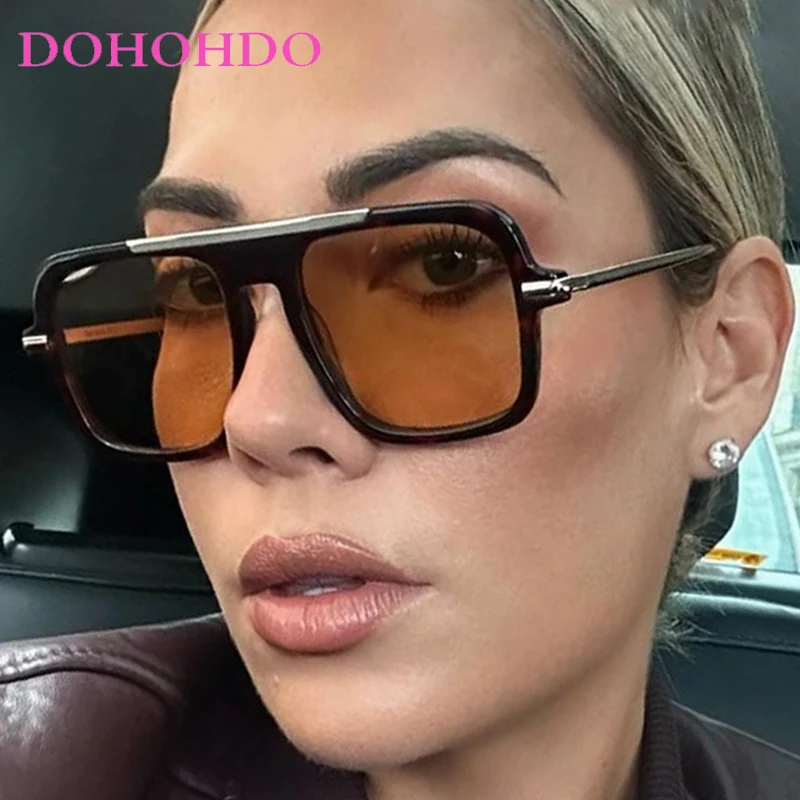 

Luxury One-Piece Metal Oversized Square Frame Sun Glasses Man Women Brand Designer Eyeglass Outdoor Driving Travel Shades UV400