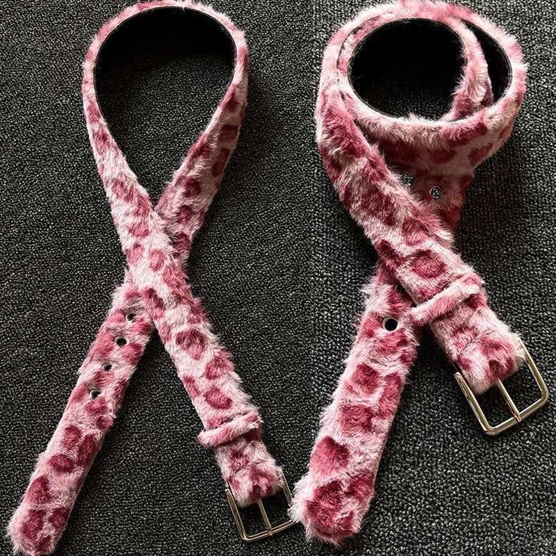 

Y2k плюшевый ремень с леопардовым принтом, женский винтажный шикарный широкий ремень в стиле панк для джинсов, юбок, модная уличная одежда, сексуальные пояса с пряжкой