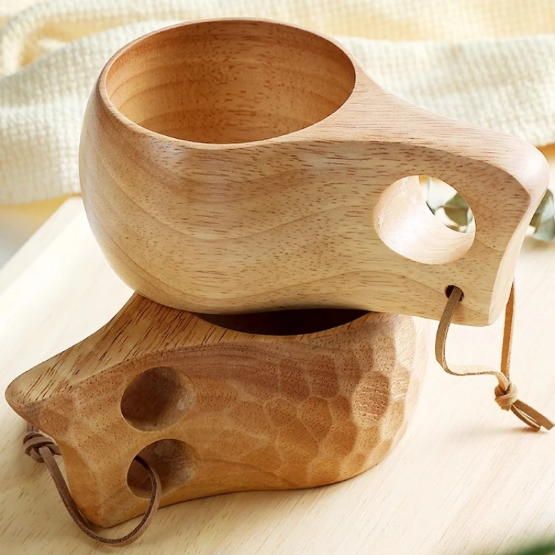 Solid Wood Finnish Cup Home Use Solid Wood Milk Breakfast Cup Japanese-Style Restaurant Tea Cup Wooden Tableware - Detail 1