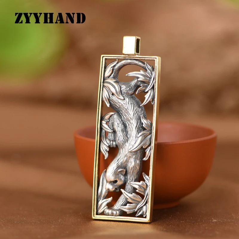 S925 Sterling Silver Tiger Pendant Thailand  Silver Style Brass Unisex Animal Fine Jewelry