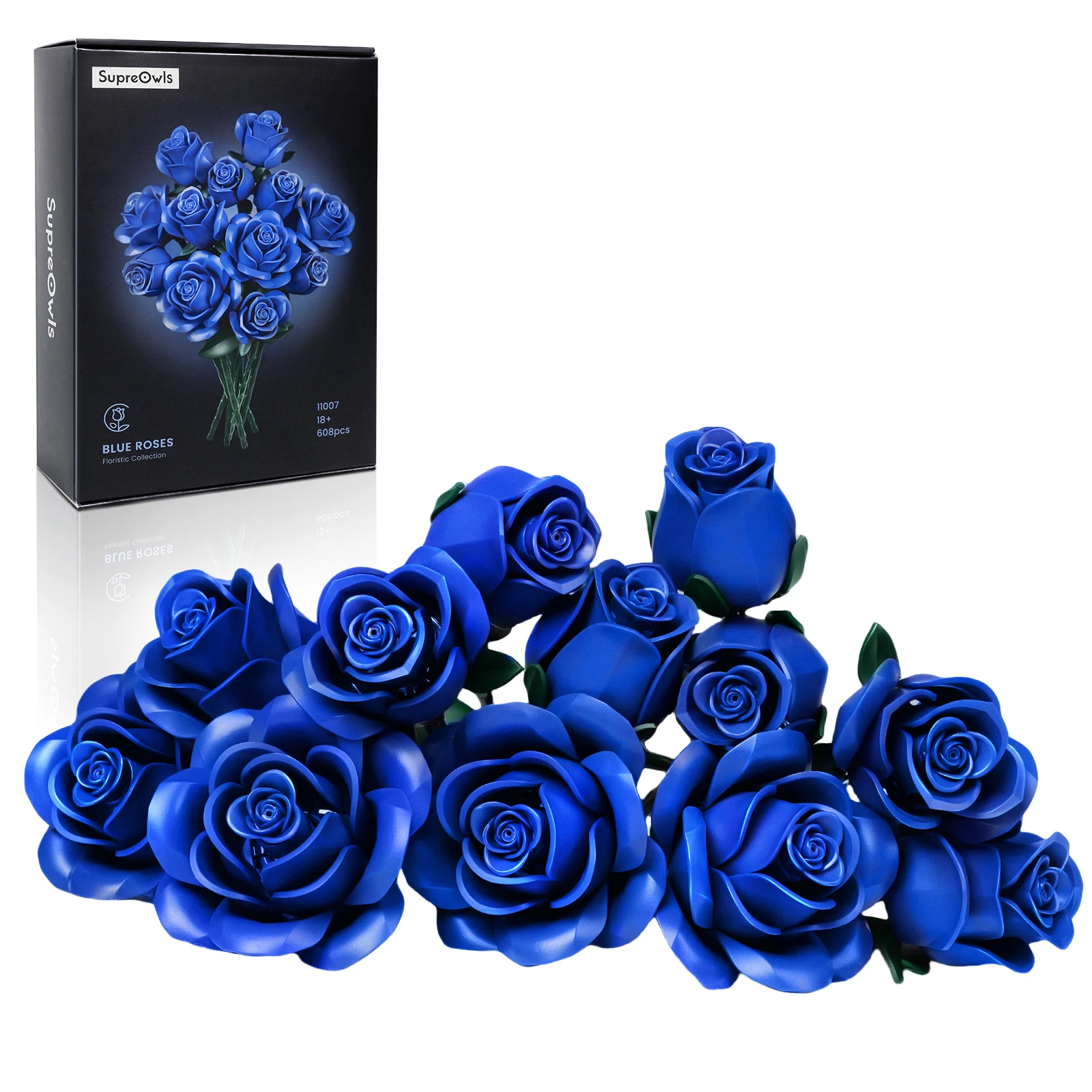 Blauwe Roos Blokken Bloemen Bouwset Kunstmatige Rozen Bruiloft Bloemendecoraties Bakstenen Speelgoed Valentijnsdag Verjaardagscadeau voor volwassenen