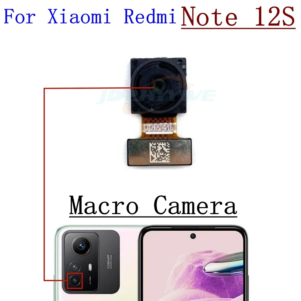 Rear Camera For Xiaomi Redmi Note 12s Back Main Ultrawide Macro Front Camera Module Flex Cable Spare Parts