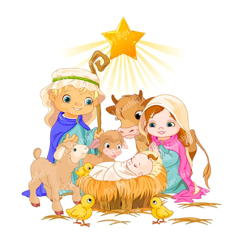 Tri koshki RC093 Nativity of the Holy Family Scene Christmas Wall Sticker Waterproof Decal Home Decoration Kids Room Children