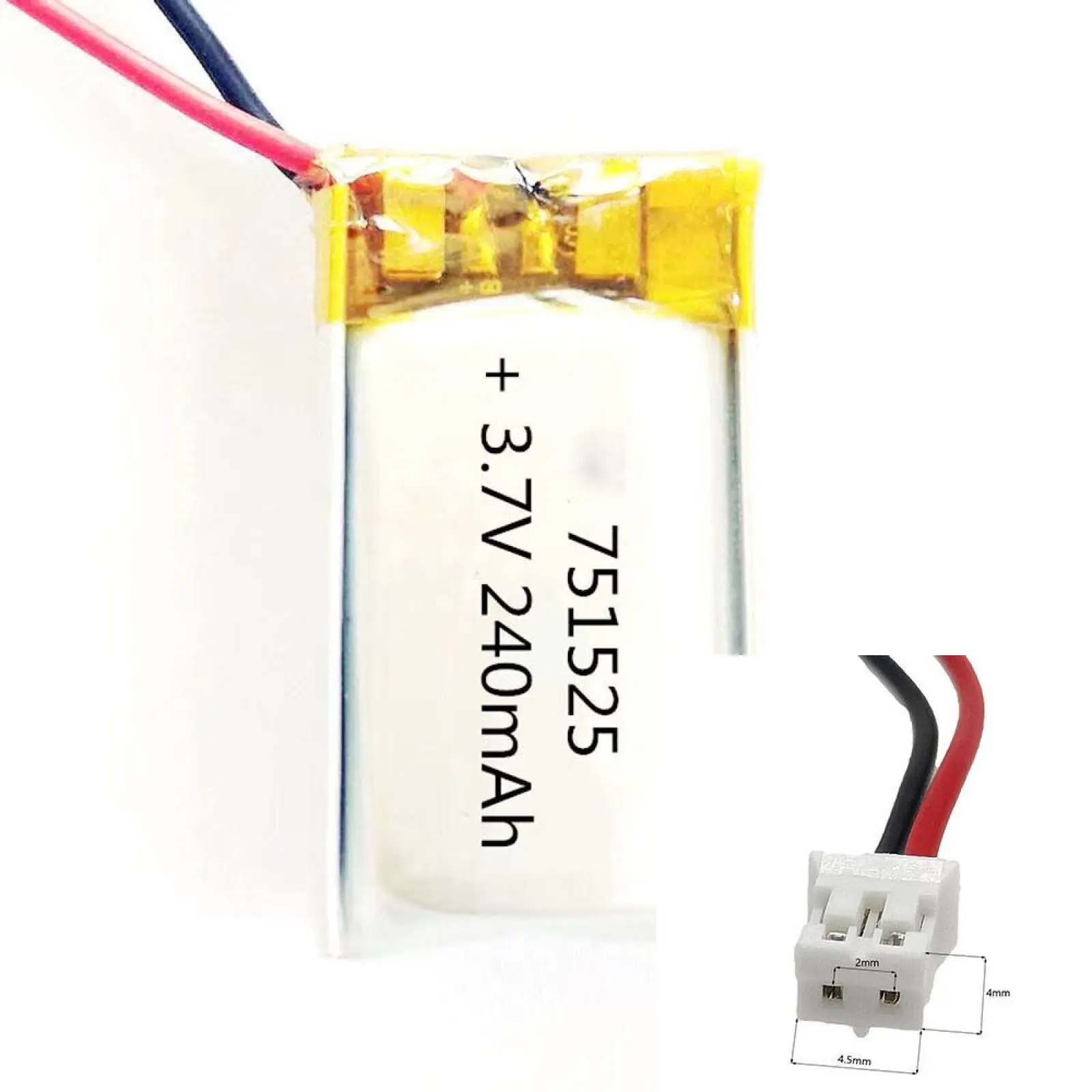 

3.7V 240mAh 751525 Li-Polymer Li Battery JST-PH 2pin 2.0 For CHARGING TREASURE POWER SMART WATCH MP4 CAMERA POWER BANK