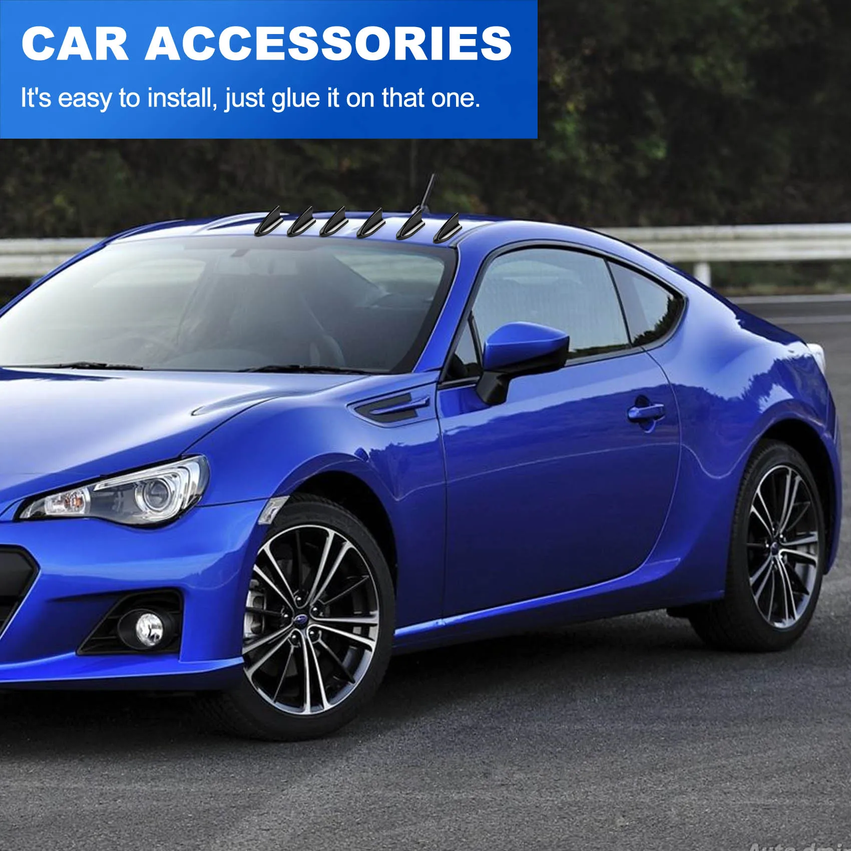 6ชิ้นสีดำรถสไตล์ Evo หลังคาครีบฉลามสปอยเลอร์ชุดปีกเครื่องกำเนิดไฟฟ้ากระแสน้ำวน