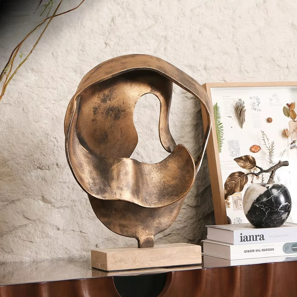 Home Interior Decoration Aluminum & Marble Abstract Form Sculpture Creative Decorative Sculpture For Interior Projects