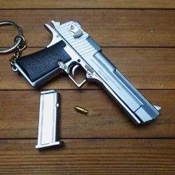 Csnoobs Mini 1:3 Desert Eagle Pistol Alloy Gun Model Keychain Gold-plated Bag Pendant Detachable Toy Gun For Adult Kids Gift