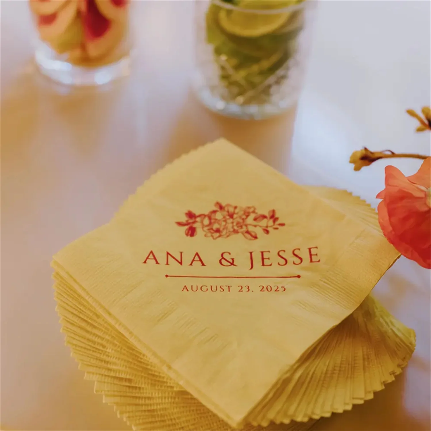 

Персонализированные салфетки на заказ - Свадебные салфетки на заказ - Юбилейные салфетки - Салфетки для детского душа - Индивидуальные свадебные салфетки