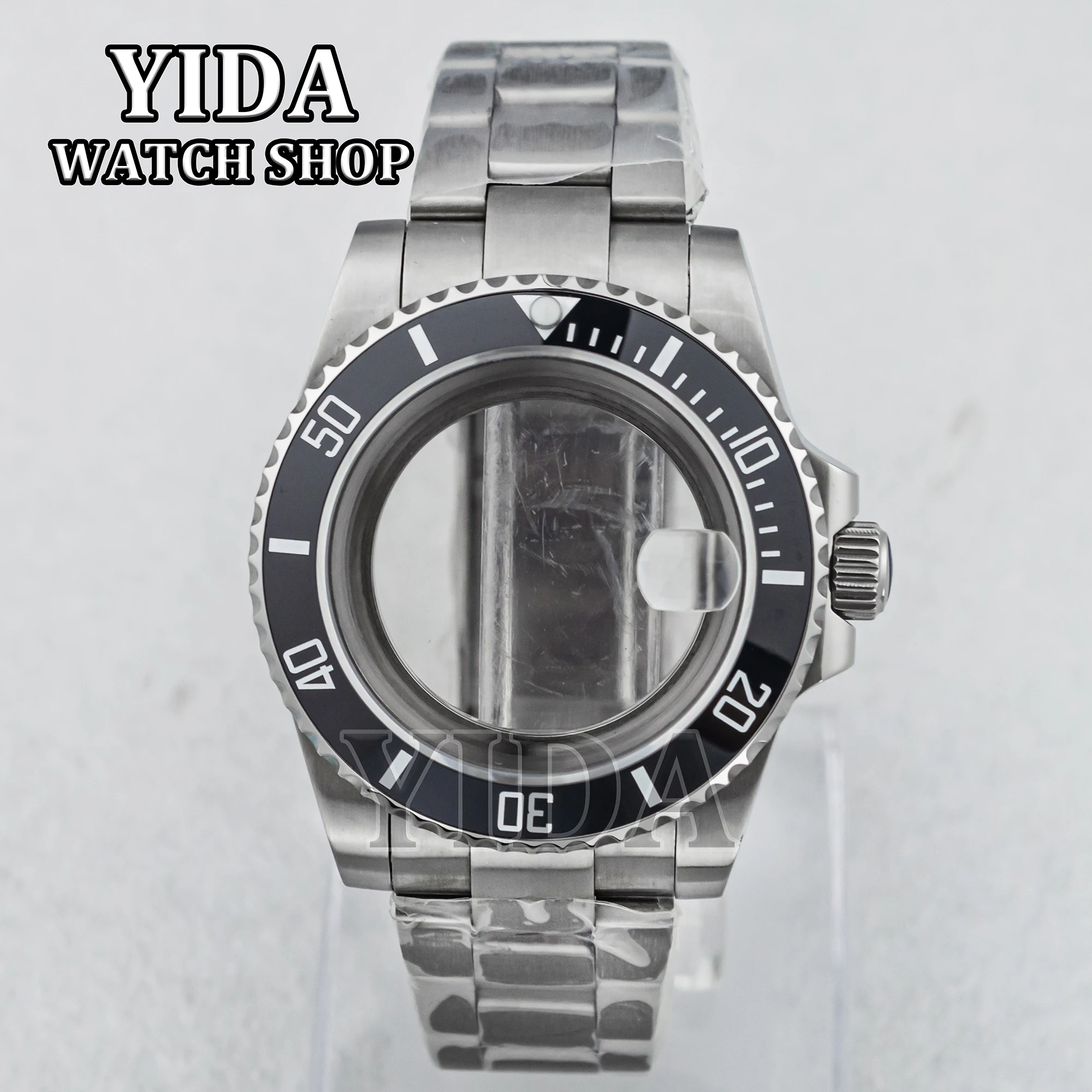 40MM NH35A Stainless Steel Wach Case Strap Ceramic Black Bezel 28.5MM Dial Sapphire Glass for SUB NH34 NH36 Movement Watch Parts