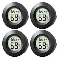 4-Pack Mini Hygrometer Thermometer Indoor Outdoor Round Humidity Meter, Small Digital LCD Monitor Thermometer Temperature Gauge